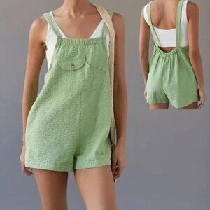 Urban Outfitters Seersucker Short Romper Overall SZ M